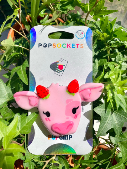 Strawberry Cow Inspired Pop Grip/ Popsocket