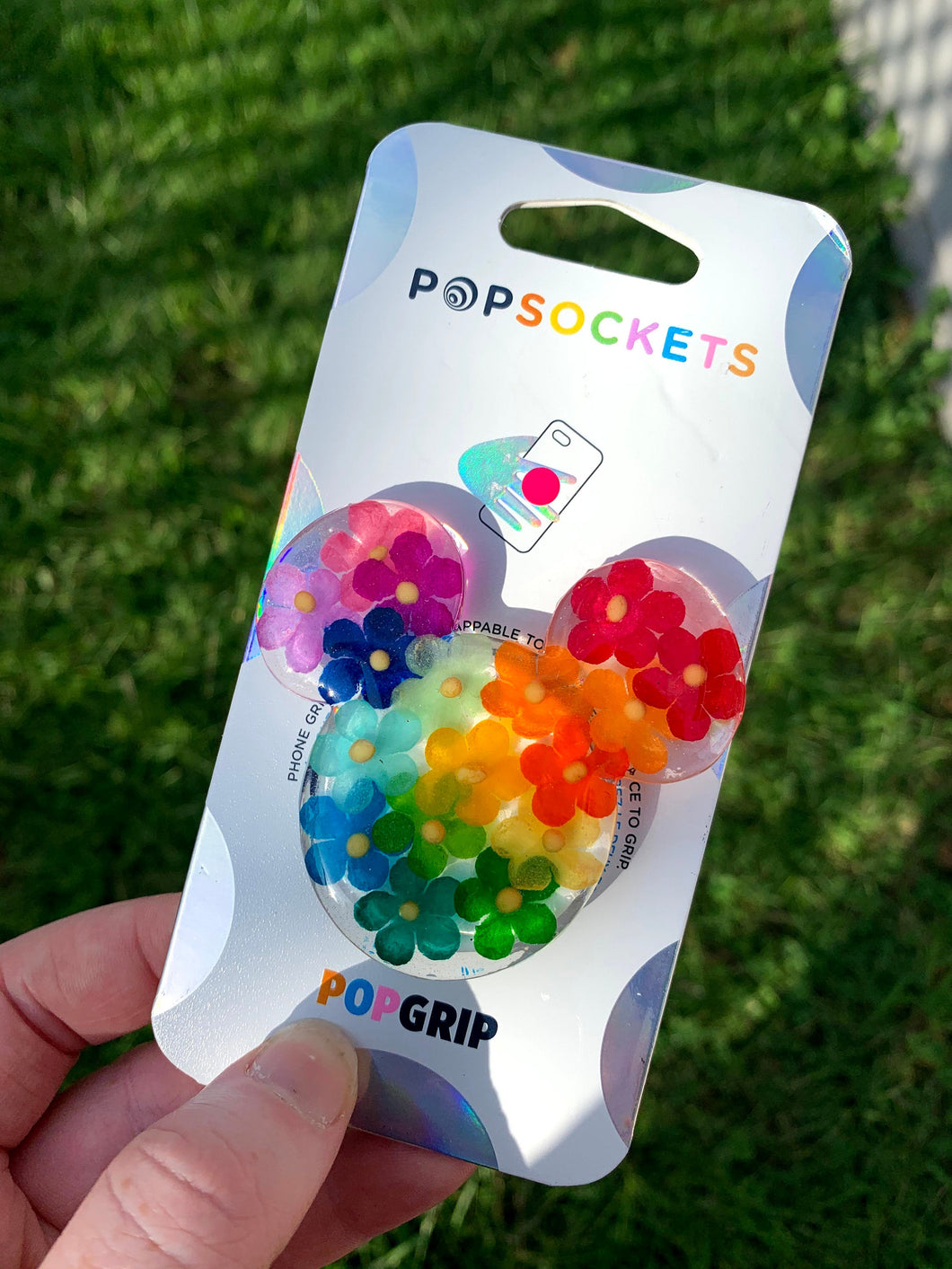 Rainbow Flower Mouse Inspired “Pop” Cell Phone Grip/ Stand
