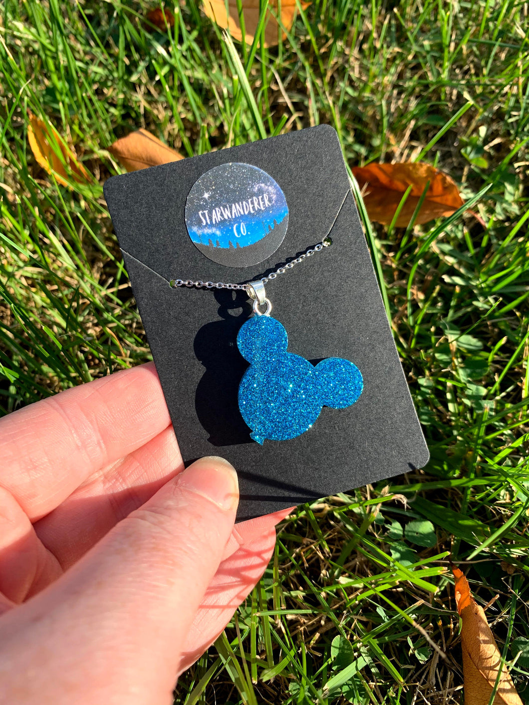 Glitter Blue Mouse Balloon 18inch Necklace