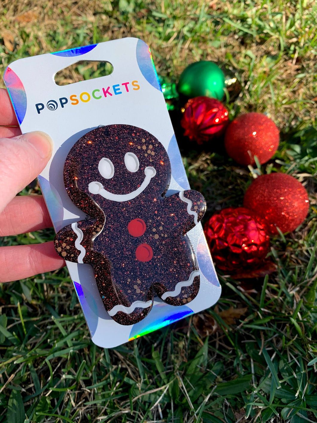 Glitter Gingerbread Inspired “Pop” Cell Phone Grip/ Stand