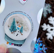 Load image into Gallery viewer, Olaf Snow Globe Inspired “Pop&quot; Cell Phone Grip/ Stand
