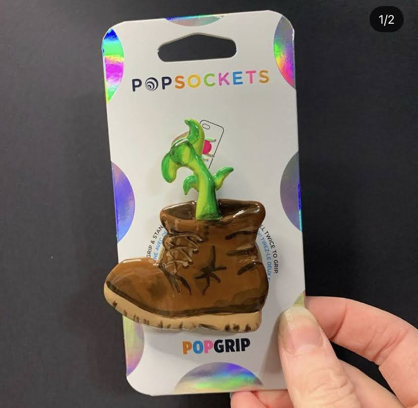 Plant Boot Inspired “Pop” Cell Phone Grip/ Stand