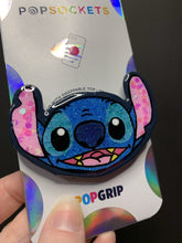 Load image into Gallery viewer, Glitter Blue Alien  Inspired “Pop” Cell Phone Grip/ Stand
