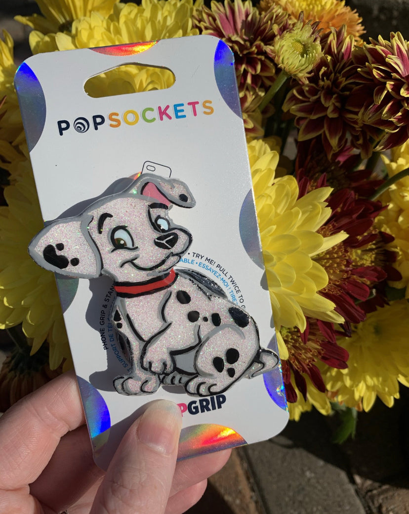 Glitter Dalmatian Dog Inspired “Pop” Cell Phone Grip/ Stand